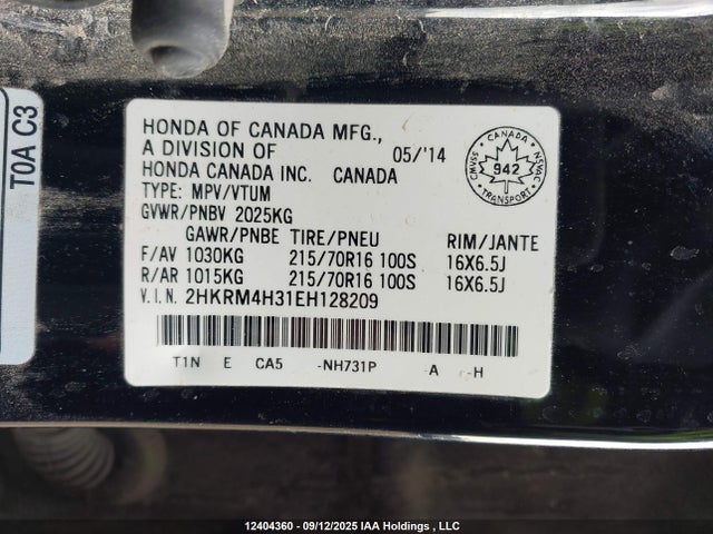 2HKRM4H31EH128209 Honda CR-V LX