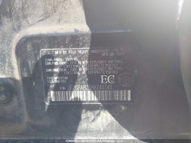 JF2GPABC3HH244344 Subaru naturally aspirated