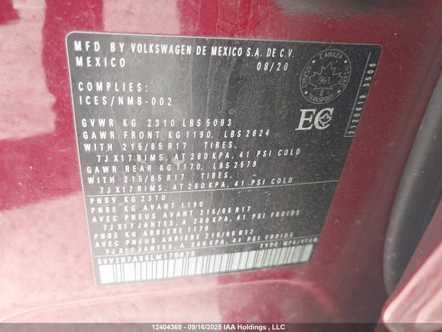 3VV2B7AX5LM170929 Volkswagen Tiguan
