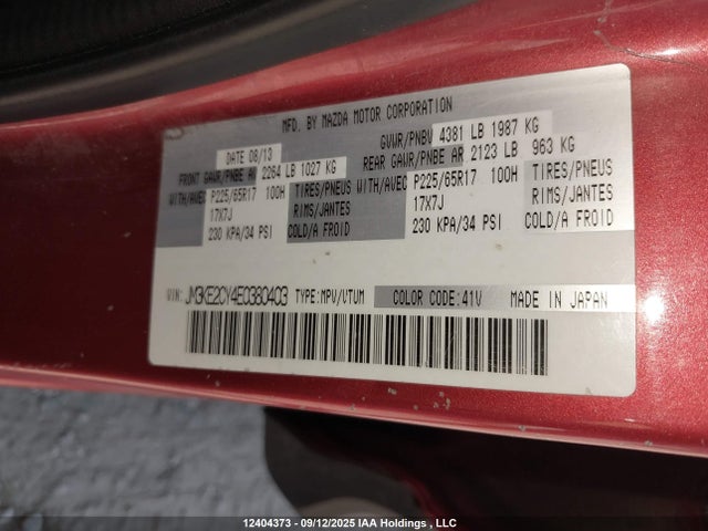 Mazda py 2014 JM3KE2CY4E0380403 Image 9