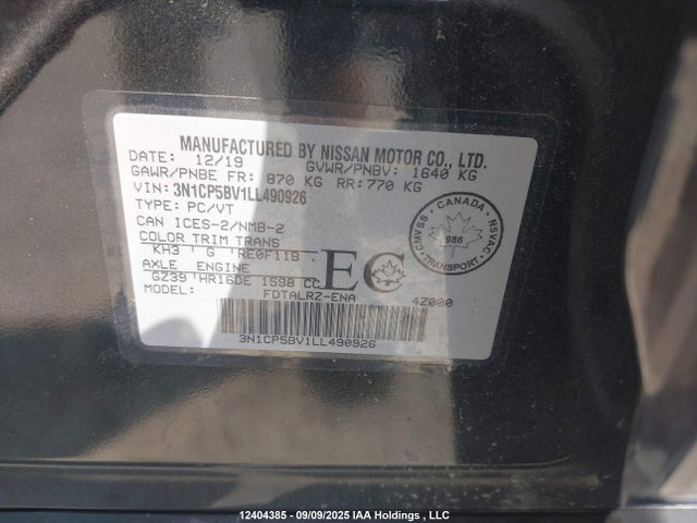 Nissan Kicks 2020 3N1CP5BV1LL490926 Image 9