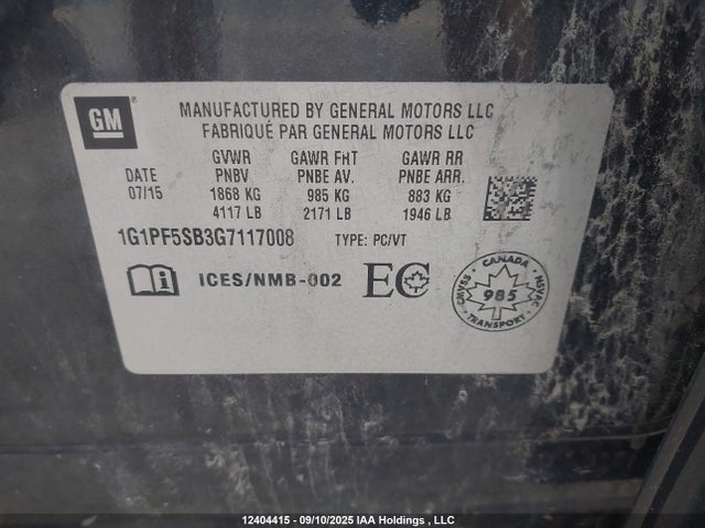 1G1PF5SB3G7117008 Chevrolet luv - vvt, alum, e85 max
