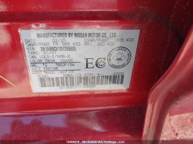 3N1AB8CV1SY295805 Nissan Sentra