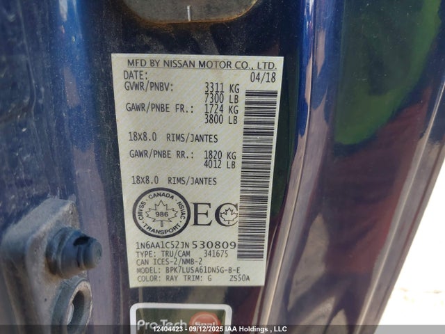 Nissan Titan 2018 1N6AA1C52JN530809 Image 9