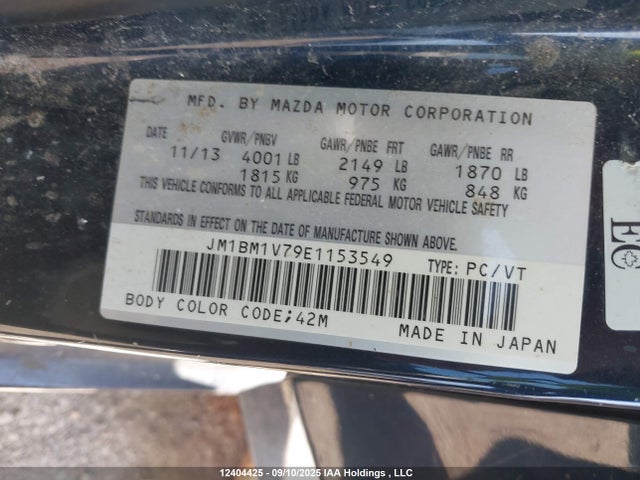 Mazda pe 2014 JM1BM1V79E1153549 Image 9