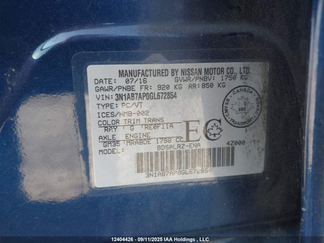 Nissan Sentra 2016 3N1AB7AP0GL672854 Image 19