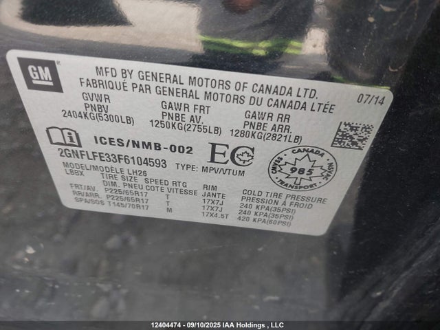 Chevrolet lfx - sidi, vvt, e85 max, alum 2015 2GNFLFE33F6104593 Image 17