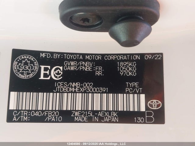Toyota 2zr-fxe, 1vm+1wm 2023 JTDBDMHEXP3000391 Image 18