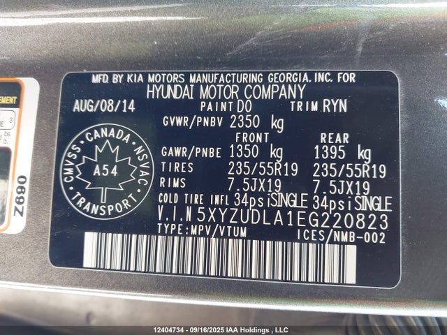 5XYZUDLA1EG220823 Hyundai t-gdi theta