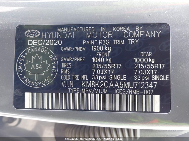 Hyundai mpi nu 2021 KM8K2CAA5MU712347 Image 9