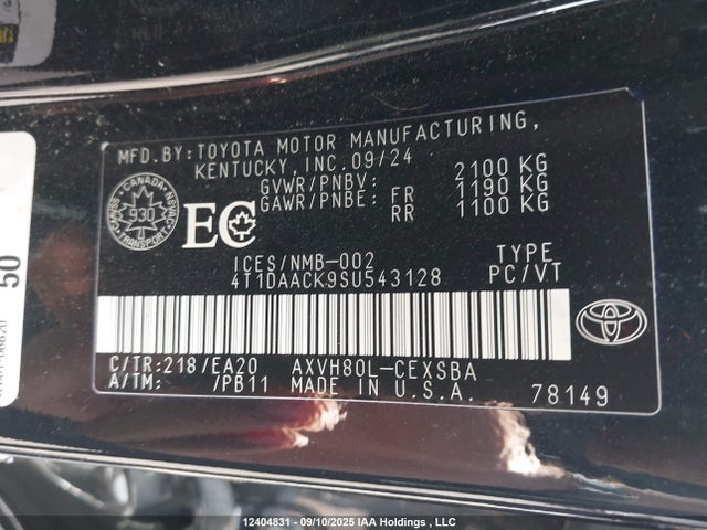 Toyota a25a-fxs 2025 4T1DAACK9SU543128 Image 9