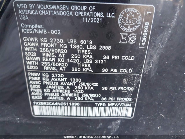 1V2BR2CA4NC511696 Volkswagen fsi