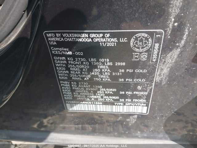 1V2BR2CA4NC511696 Volkswagen fsi