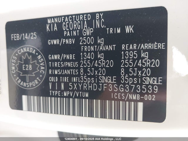 5XYRHDJF3SG373539 KIA t-gdi theta-iii