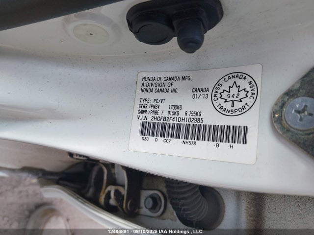 Продажа на аукционе авто 2013 Honda Civic Lx, vin: 2HGFB2F41DH102985, номер лота: 12404891