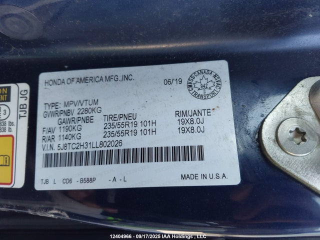 5J8TC2H31LL802026 Acura k20c4