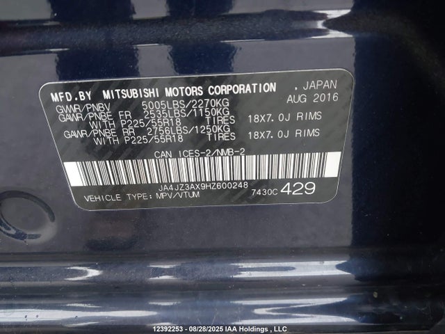 JA4JZ3AX9HZ600248 Mitsubishi 3.0 sohc mivec