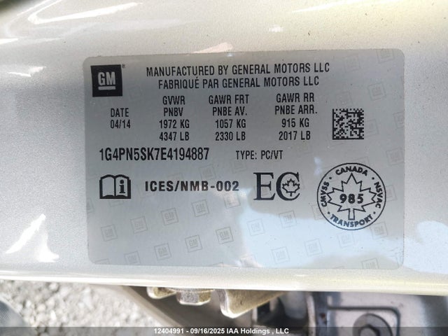 1G4PN5SK7E4194887 Buick lea