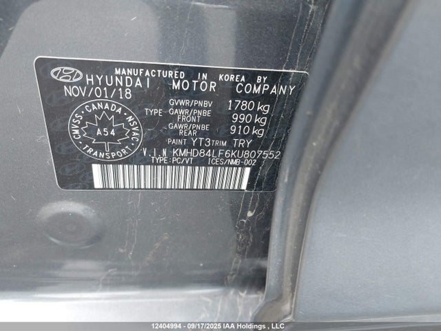 KMHD84LF6KU807552 Hyundai mpi nu