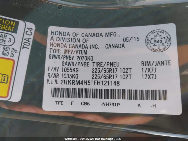 2HKRM4H51FH121148 Honda k24w9
