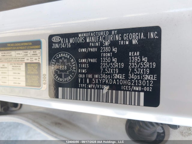5XYPKDA10HG213012 KIA 2017