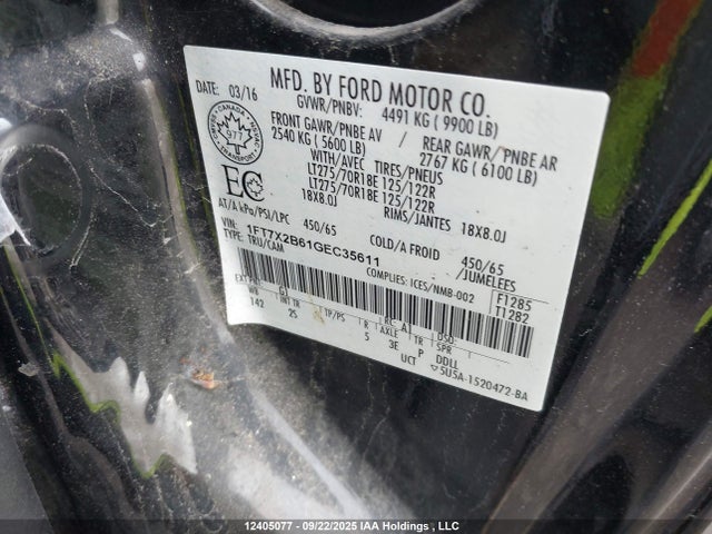 Ford 2016 2016 1FT7X2B61GEC35611 Image 9