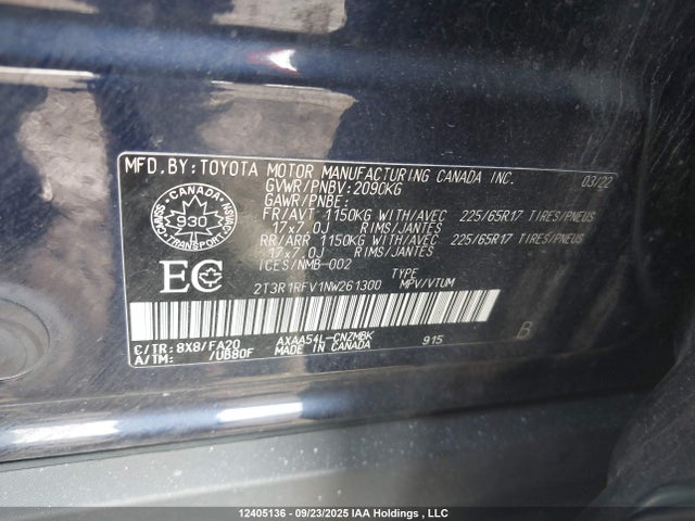2T3R1RFV1NW261300 Toyota a25a-fks