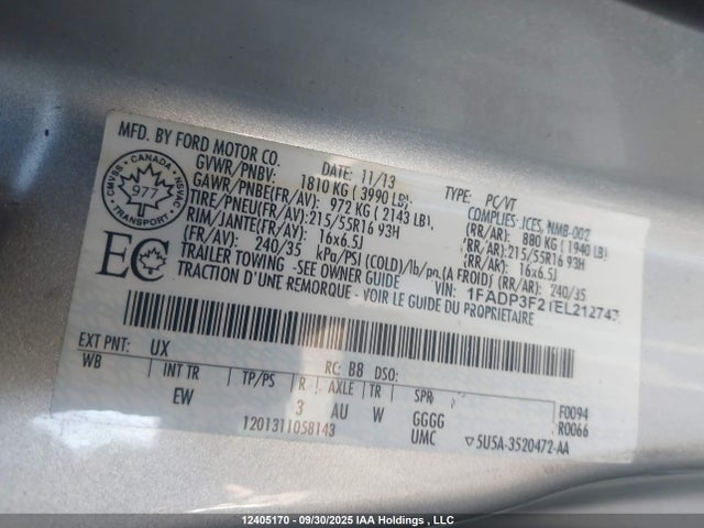 Ford 2014 2014 1FADP3F21EL212747 Image 9