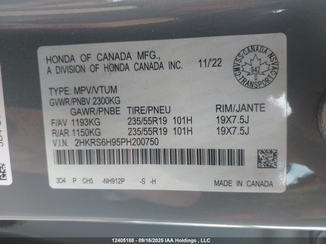 Honda lfc3 2023 2HKRS6H95PH200750 Image 9