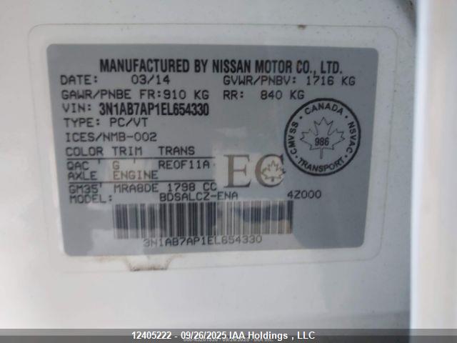 Nissan 2014 2014 3N1AB7AP1EL654330 Image 10