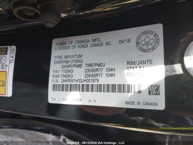 2HKRW1H33JH001979 Honda k24w9/k24v9