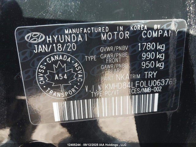 Hyundai mpi nu 2020 KMHD84LF0LU063769 Image 9