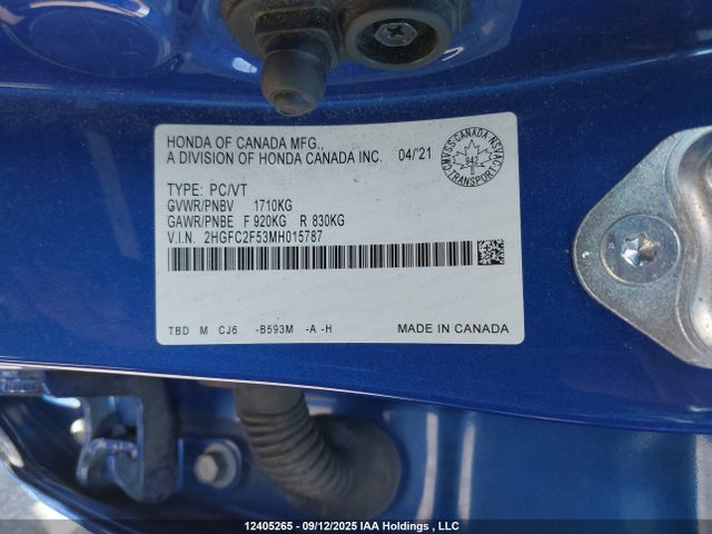 Honda Civic 2021 2HGFC2F53MH015787 Image 9