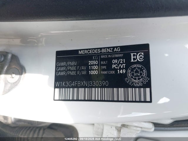W1K3G4FBXNJ330390 Mercedes-Benz m260