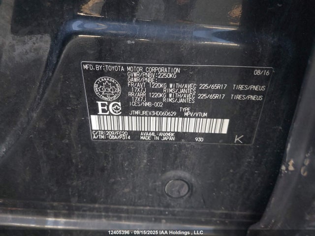 JTMRJREV3HD060629 Toyota 2ar-fxe, 2jm+2fm