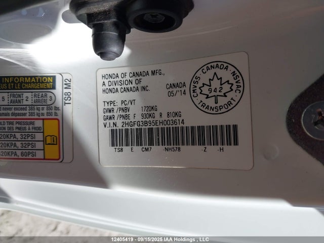 2HGFG3B95EH003614 Honda r18z1