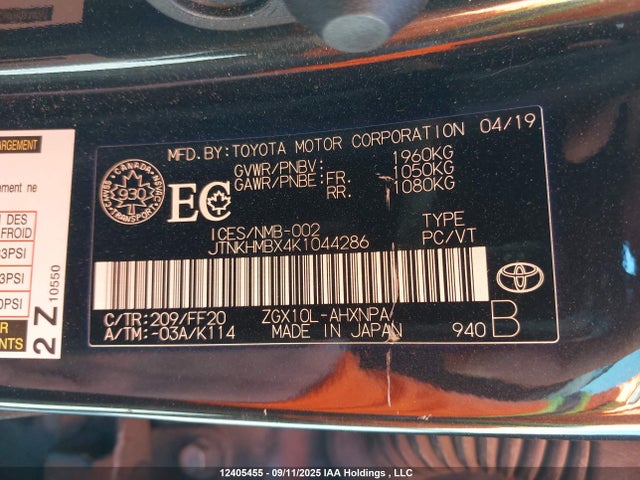JTNKHMBX4K1044286 Toyota 3zr-fae