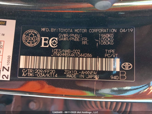 JTNKHMBX4K1044286 Toyota 3zr-fae