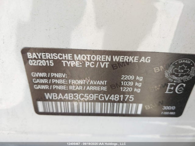 BMW 2015 2015 WBA4B3C59FGV48175 Image 9