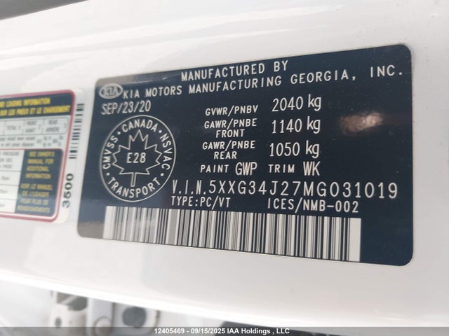 5XXG34J27MG031019 KIA t-gdi gamma ii