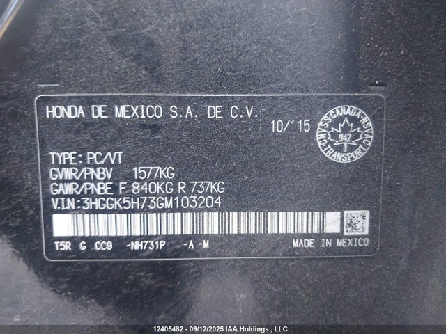 3HGGK5H73GM103204 Honda l15b1
