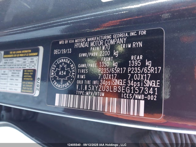 5XYZU3LB3EG157341 Hyundai gdi theta