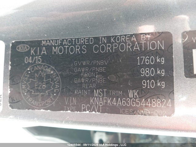KNAFK4A63G5448824 KIA Forte