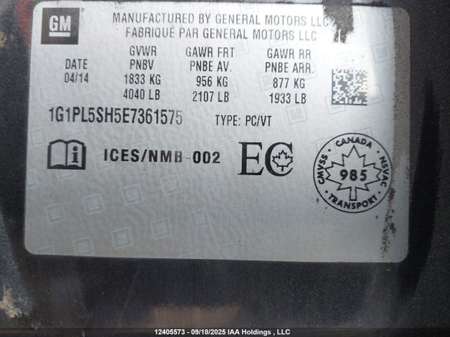 Chevrolet luw 2014 1G1PL5SH5E7361575 Image 19