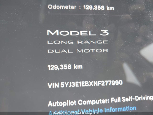 5YJ3E1EBXNF277990 Tesla MODEL 3