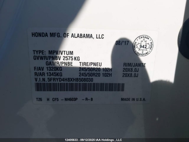 Acura j35y5 2017 5FRYD4H8XHB508030 Image 18