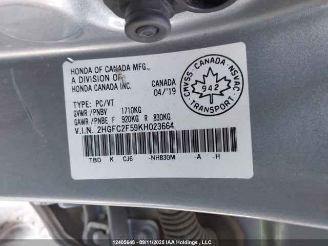 2HGFC2F59KH023664 Honda k20c2