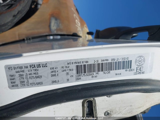 Aukcja sprzedaży 2018 Ram 1500 Slt, vin: 1C6RR7LM5JS226424, numer aukcji: 12405727