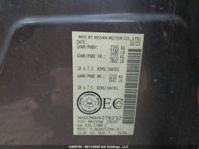 5N1AZ2MHXFN276232 Nissan 2015