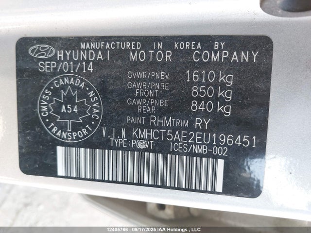 Hyundai dohc gdi gamma 2014 KMHCT5AE2EU196451 Image 9